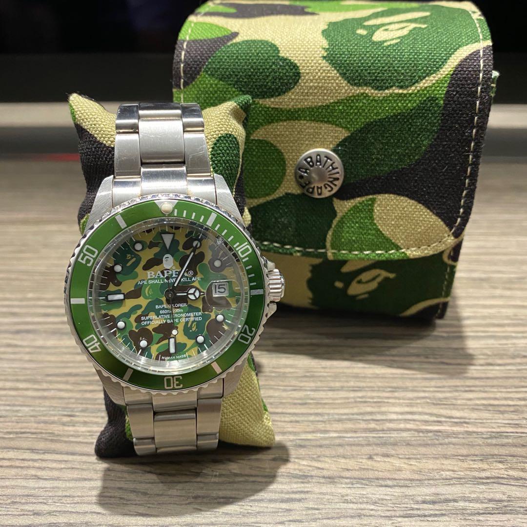 Bape A Bathing Ape Green Camo Submariner Bapex Watch 男裝 手錶及配件 手錶 Carousell