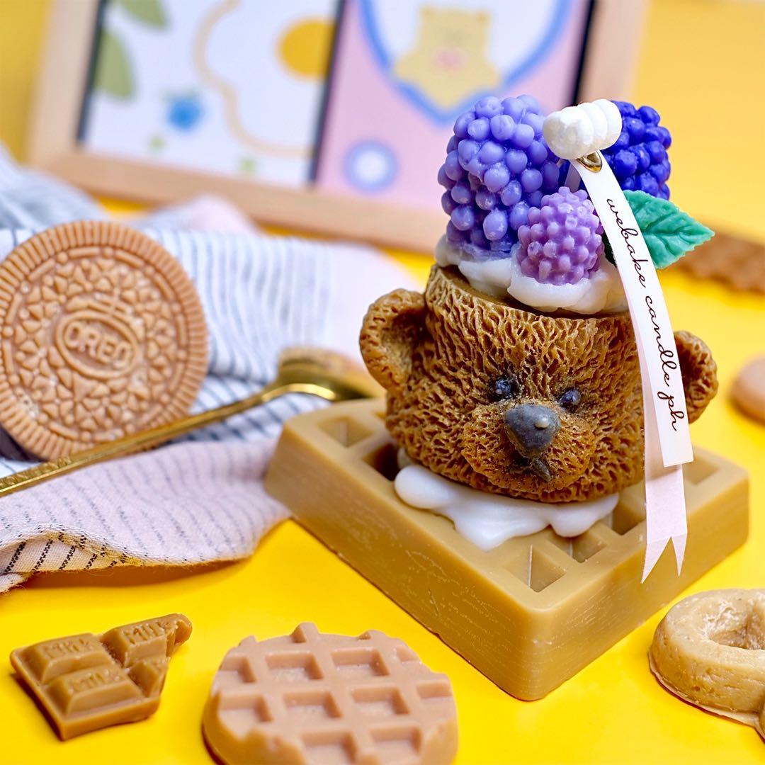 Bear Waffle Cake Candle (Category: Other Home Decor) located in Caloocan City. Submitted by webakecandleph (Listing ID 1109494159, Image 2). Description: Dessert candles, made by WeBake Candle, are designed to look and smell good enough to eat, but please don't eat our candles, although they made from Vegan Soy wax and natural fragrance oils, you cannot eat them. -approx. 100g -bear waffle cake topped with cream and raspberries ***choice of vanil