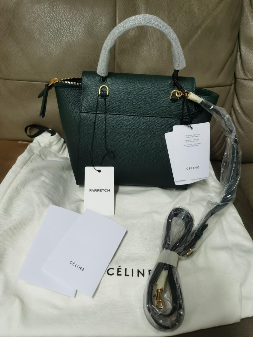 celine nano belt bag Amazon green