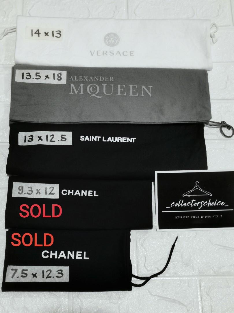 Chanel Saint Laurent Alexander McQueen dust bag (Category: Luxury Bags & Wallets) located in Makati City. Submitted by _collectorschoice_ (Listing ID 1099040384, Image 1). Description: 💯 authentic dustbags *Versace *Alexander McQueen *Saint Laurent *Chanel *Unused and almost new dustbags *MOP: BPI or Unionbank *Plus shipping fee *Courier: JRS only (home pick up MWF) *No rush shipping *Lalamove.