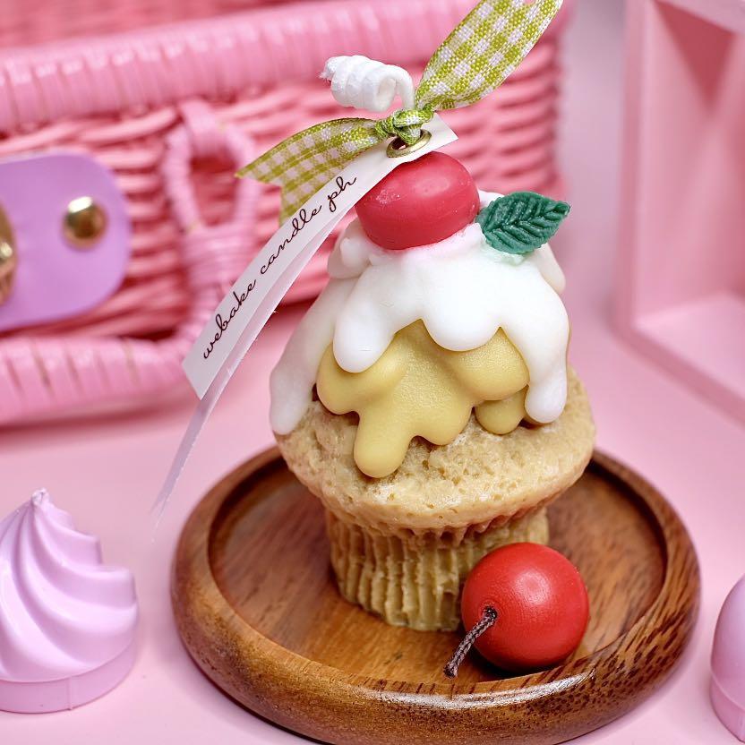 Cherry Vanilla Cupcake Candle (Category: Other Home Decor) located in Caloocan City. Submitted by webakecandleph (Listing ID 1109511891, Image 2). Description: Dessert candles, made by WeBake Candle, are designed to look and smell good enough to eat, but please don't eat our candles, although they made from Vegan Soy wax and natural fragrance oils, you cannot eat them. -approx. 80g -mocha cupcake with vanilla icing, topped with cherry ***choice o