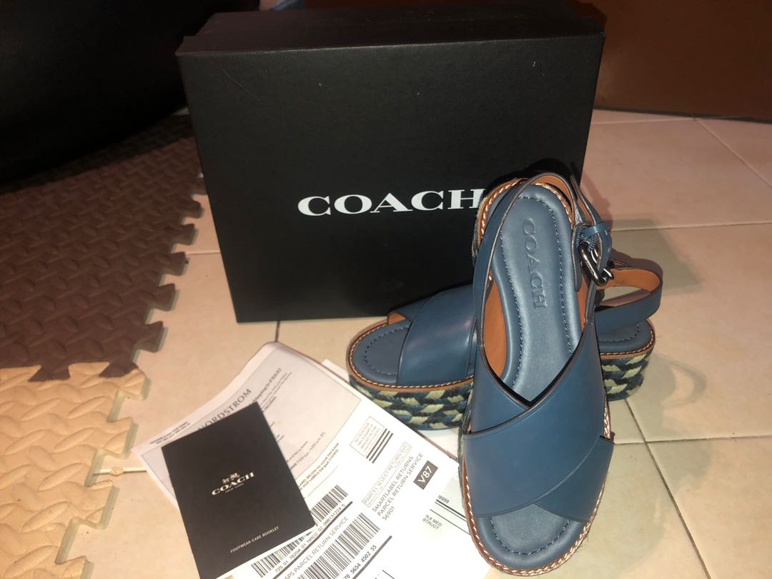 Coach flatform wedge leather shoe, Women's Fashion, Footwear ...