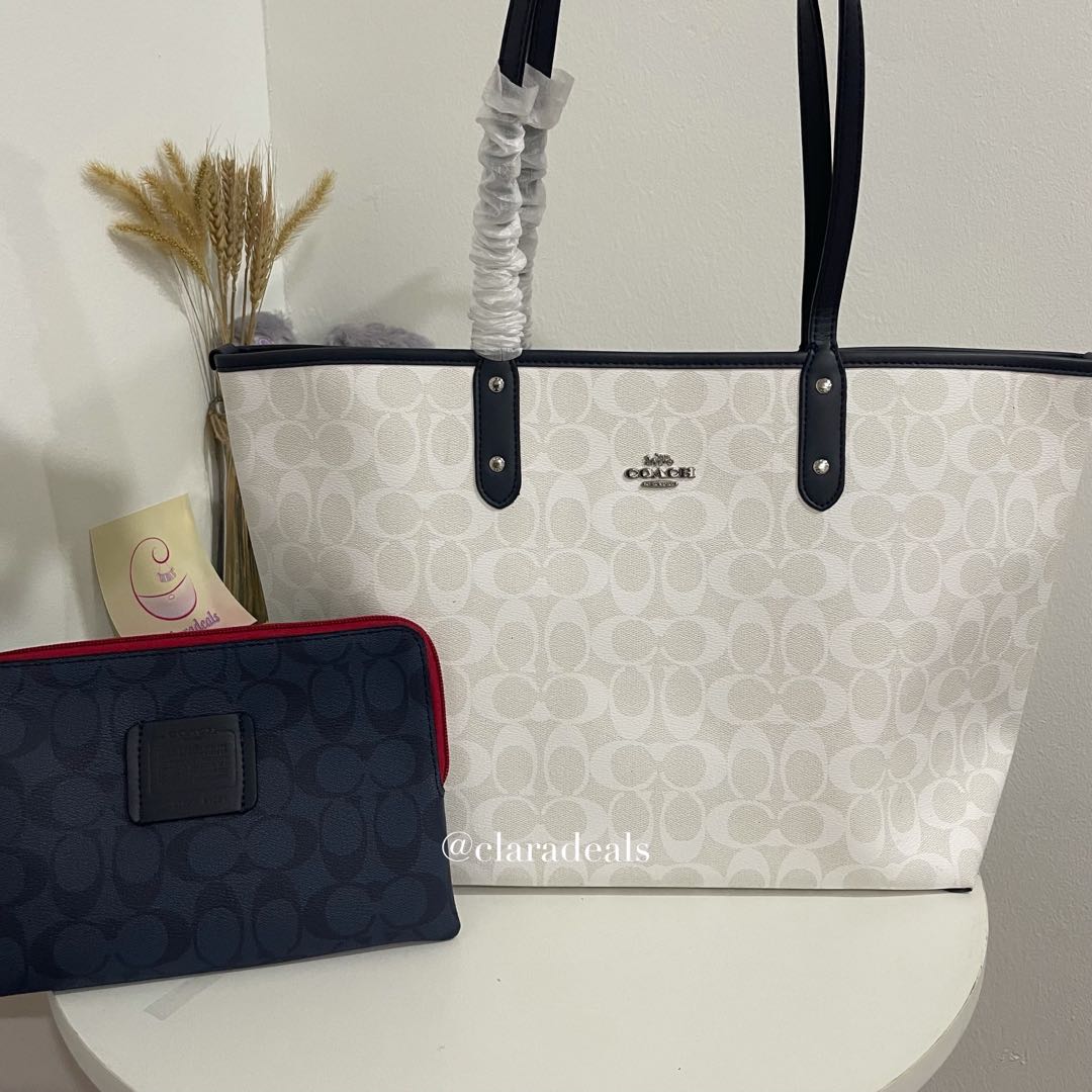 Coach reversible tote black and white clearance