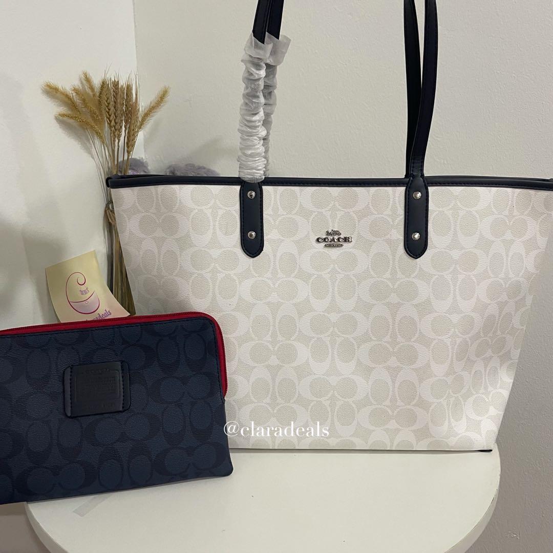 Coach reversible tote deals white