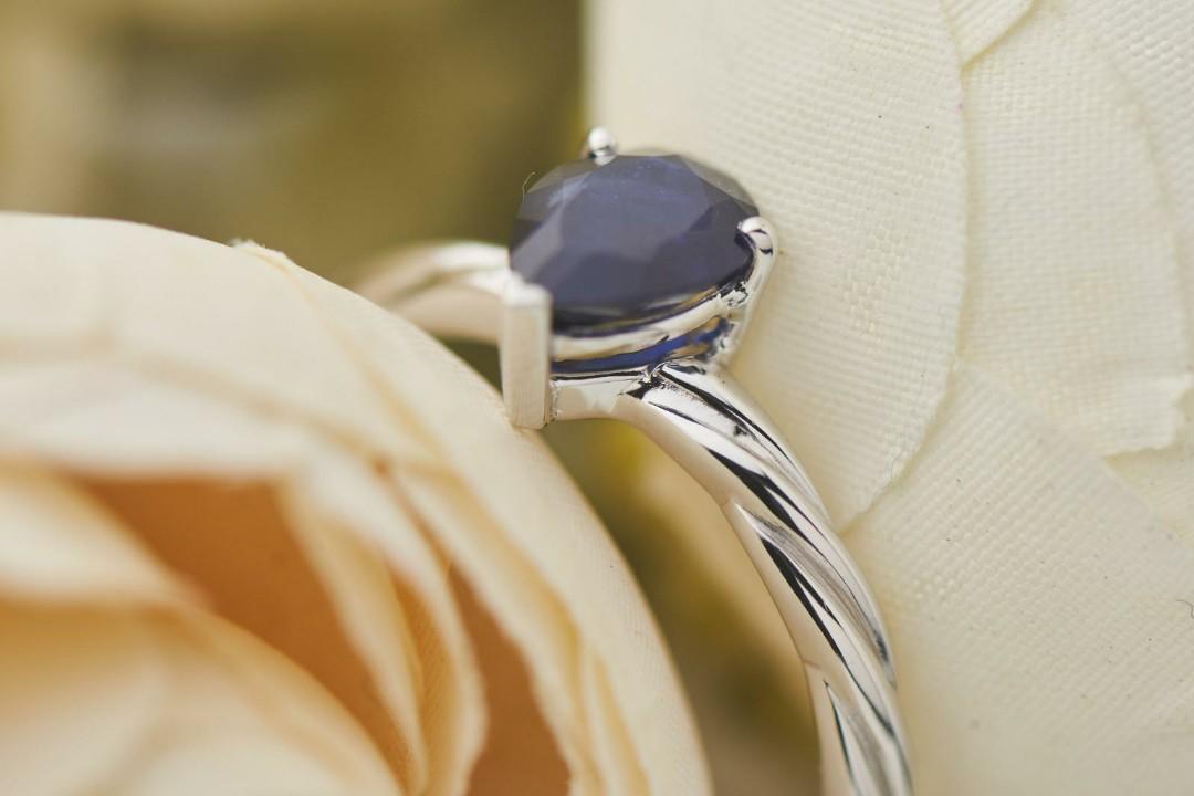 White gold diamond and sapphire engagement rings store