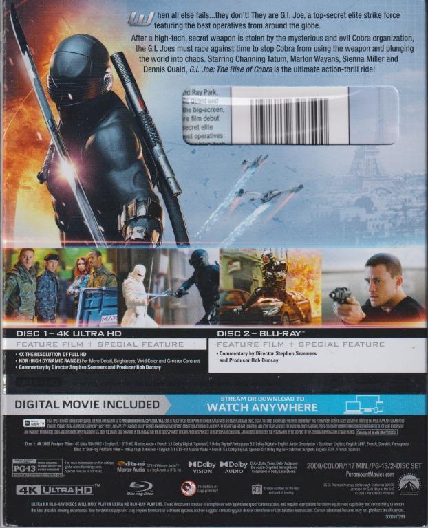 Joe The Rise Of The Cobra 4K (Slipcover) Blu ray Bluray