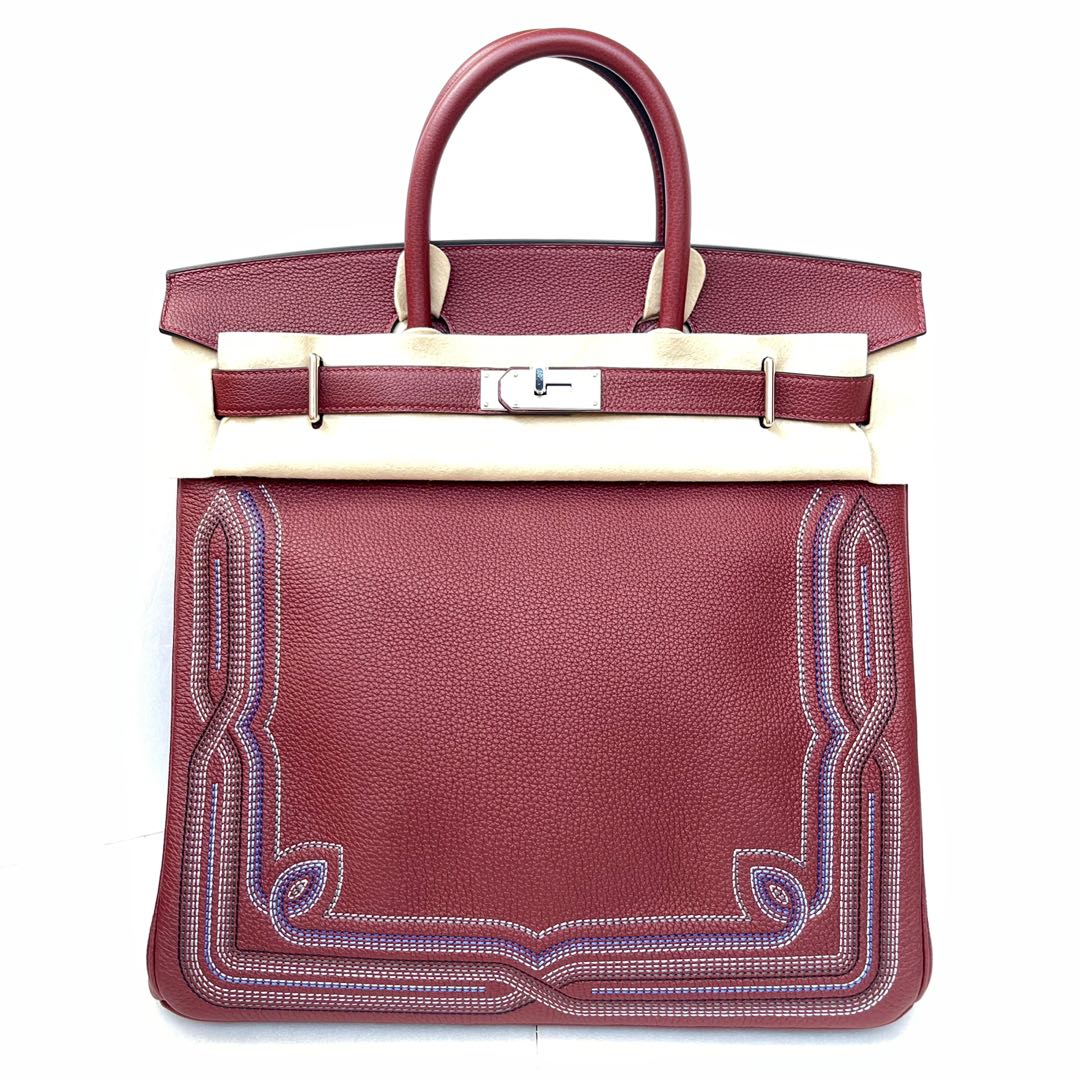 HERMES HAC HAUT A COURROIES 45 ROUGE H BOX CALF