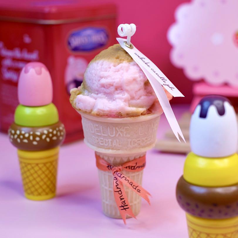 Ice Cream Cone Candle (Category: Other Home Decor) located in Caloocan City. Submitted by webakecandleph (Listing ID 1109500525, Image 3). Description: Dessert candles, made by WeBake Candle, are designed to look and smell good enough to eat, but please don't eat our candles, although they made from Vegan Soy wax and natural fragrance oils, you cannot eat them. -approx. 140g -strawberry chocolate ice cream cone ***choice of vanilla, strawberry or