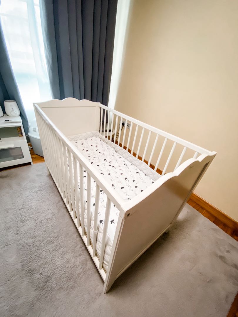 IKEA white baby Cot, Babies & Kids, Baby Nursery & Kids Furniture, Cots