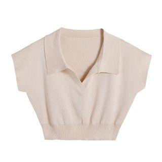 Knitted Polo Crop Top