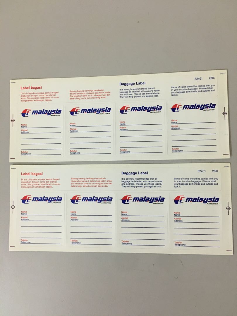 Malaysia Airlines baggage label Hobbies Toys Collectibles Memorabilia Vintage Collectibles on Carousell