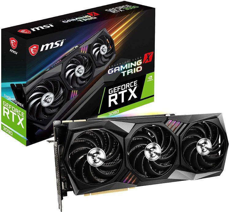 MSI RTX 3090 Gaming X Trio 24G (Category: Computer Parts) located in Quezon City. Submitted by ann_xbs (Listing ID 1109352357, Image 1). Description: MODEL NAME: GeForce RTX™ 3090 GAMING X TRIO 24G GRAPHICS PROCESSING UNIT: NVIDIA® GeForce RTX™ 3090 INTERFACE: PCI Express® Gen 4 CORES: 10496 Units CORE CLOCKS: Boost:1785 MHz MEMORY SPEED: 19.5 Gbps MEMORY: 24GB GDDR6X MEMORY BUS: 384-bit OUTPUT: DisplayPort x 3 (v1.4a) HDMI x 1 (Supports 4K@120Hz