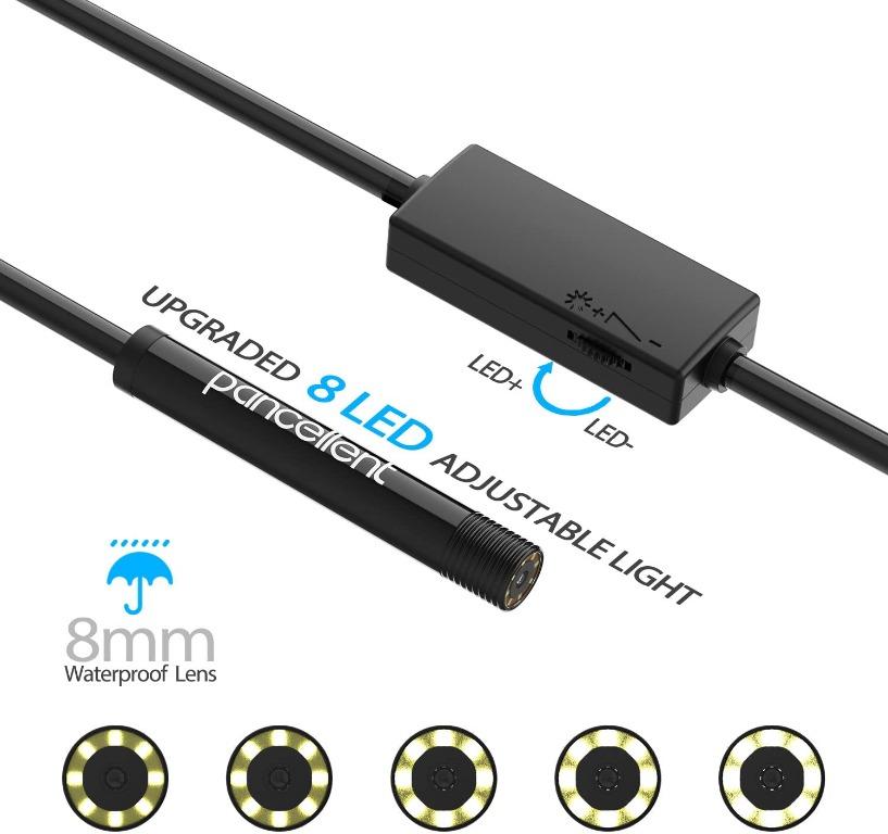 Pancellent Wireless Snake Camera WiFi Inspection Camera 1200P HD Endoscope with 8 LED Light