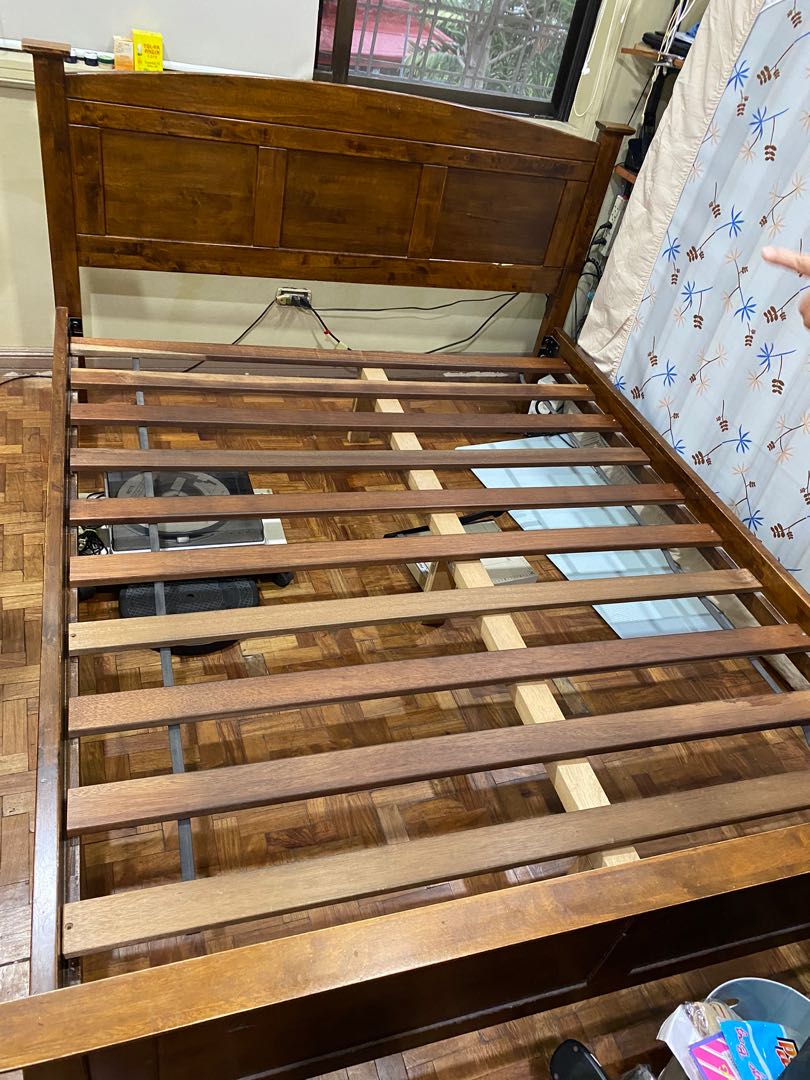 Queen Sized Bed Frame Malaysian Rubberwood, Furniture & Home Living
