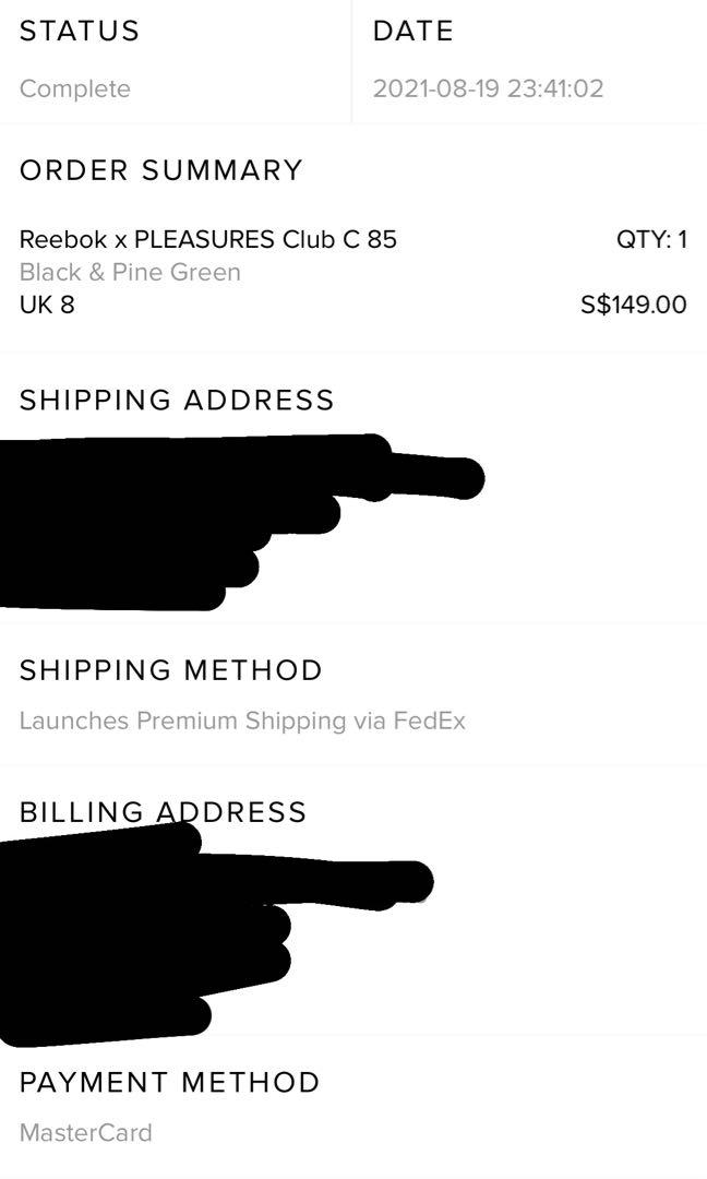 Reebok order clearance