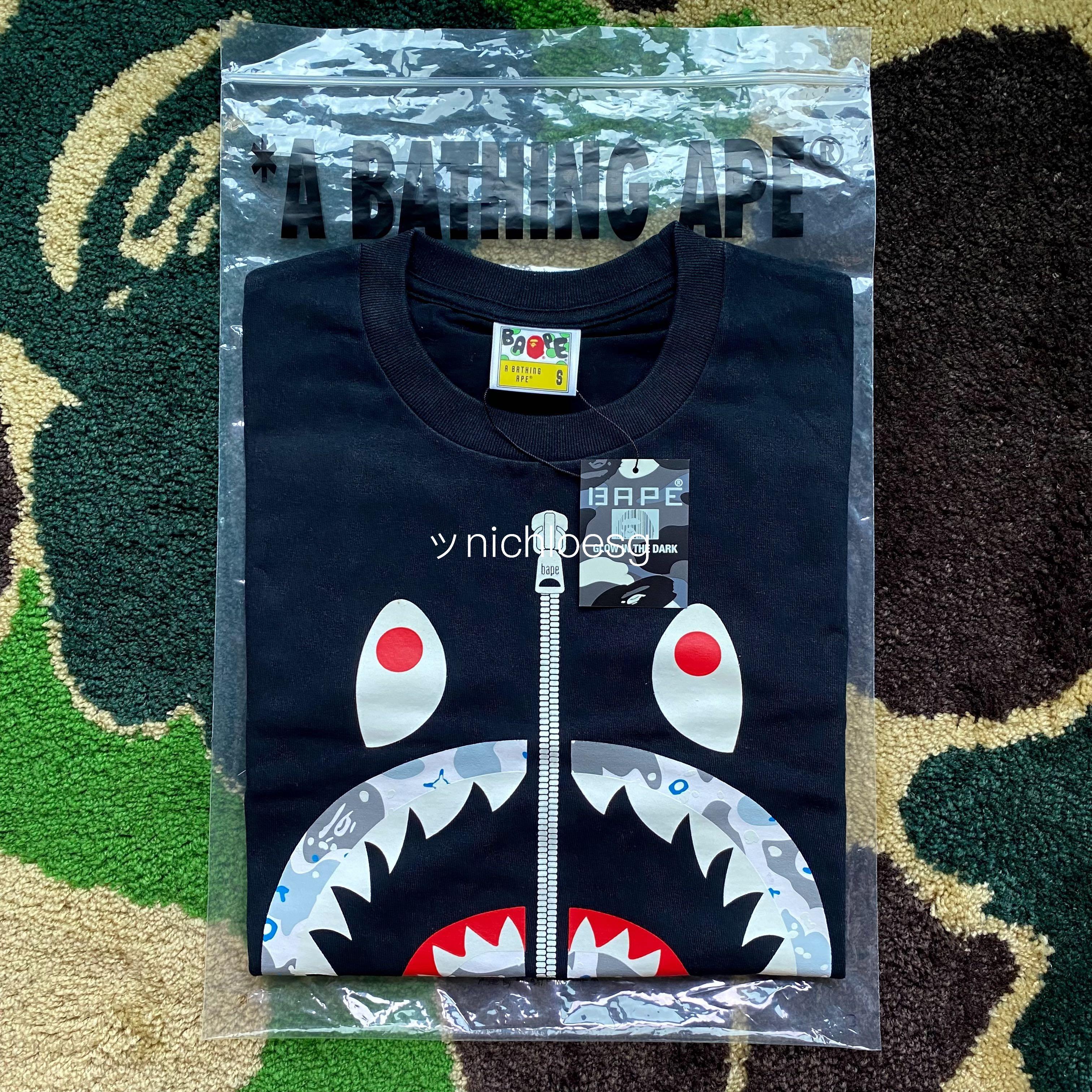 SALE INSTOCK BAPE SPACE CAMO SHARK L S TEE