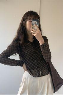 Sheer Gingham Blouse