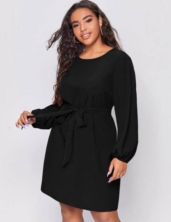 SHEIN Plus Solid Sheer Sleeve Dress  Sheer sleeve dress, Dresses with  sleeves, Dress