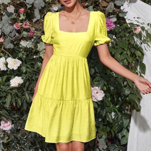Shein Midi Dress in Yellow, Women's ...
