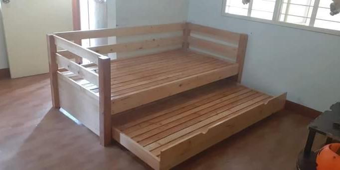 Single size wooden Sofa Day Bed w/ pullout bed. 09498310053 (Category: Sofas) located in Quezon City. Submitted by leocarloswoodcrafts (Listing ID 1109391181, Image 1). Description: made from solid mahogany wood, HINDI KASAMA FOAM. Price may change depending on size, design, wood type use, varnish and/or color. We also accept made to order / customize design of Wooden furnitures More available sizes (in inches) 36x75 Single size 48x75 Double size