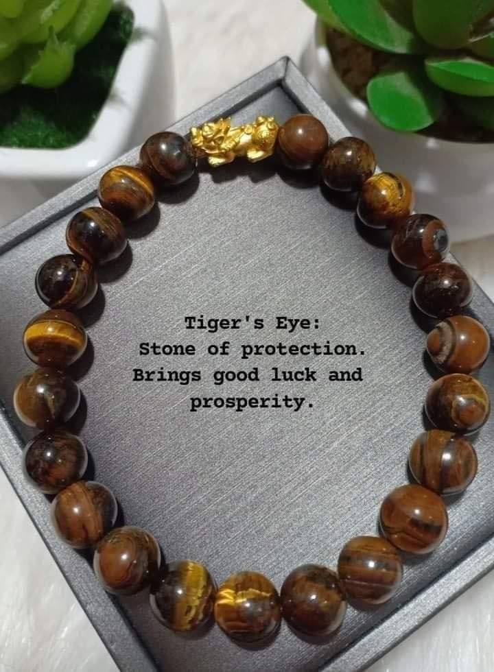 Tiger s Eye Piyao Bracelet in 24K Hongkong Gold Women s Fashion