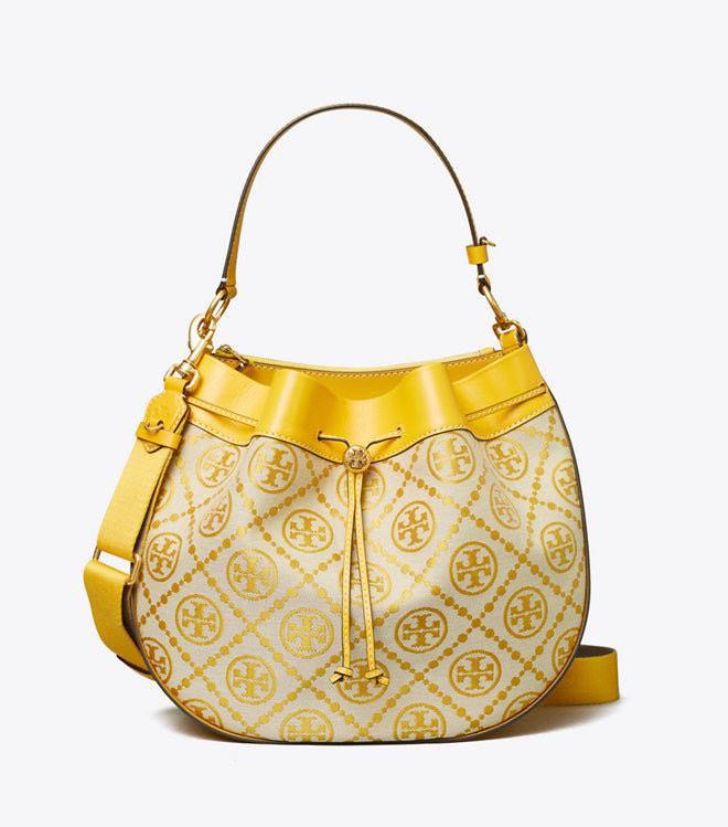 Tory Burch T Monogram Jacquard Drawstring Hobo bag, Women's Fashion, Bags &  Wallets, Tote Bags on Carousell