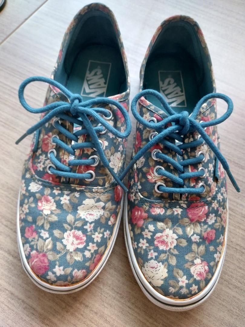 Vans blue floral shoes clearance