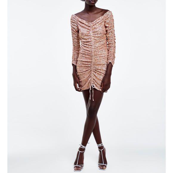 zara gold dress 2019
