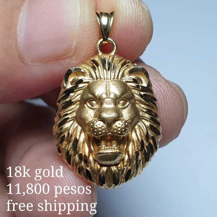 18k Gold Lion Pendant, Women's Fashion 