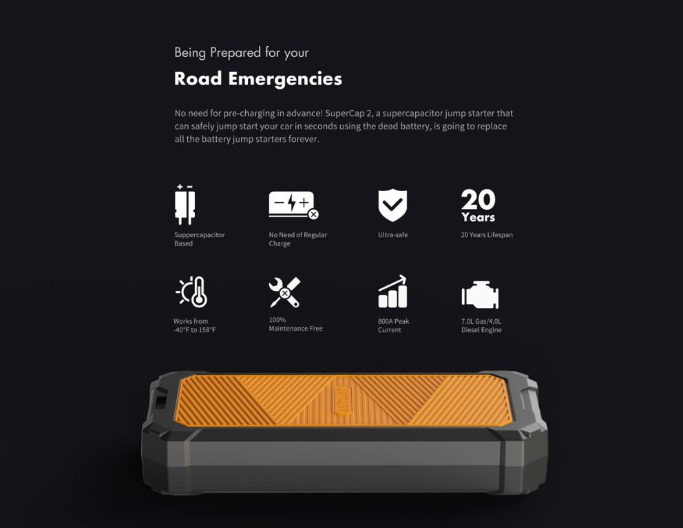 Autowit SuperCap 2 12V BatteryLess Portable Jump Starter Builtin