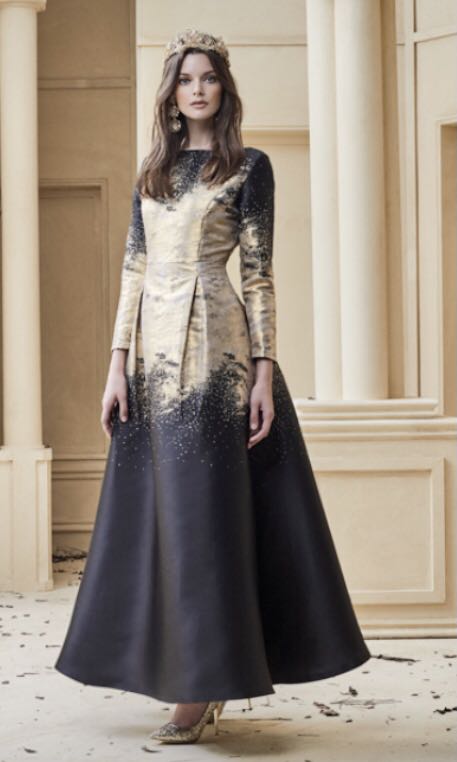 black velvet and gold dress