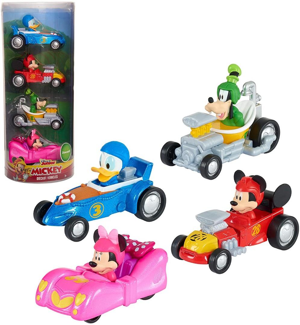 BNIB Disney Junior Mickey and The Roadster Racers Die cast metal Cars 4 Piece Set Toy Vehicles includes Mickey Mouse Minnie Mouse Donald Duck and