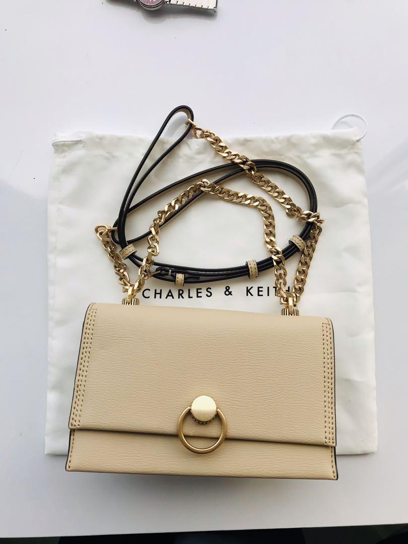 Chain & strap sales push lock shoulder bag