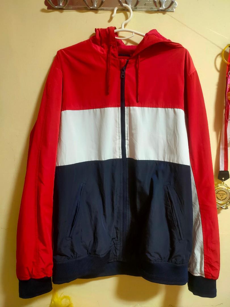 H M Red White Navy Blue Jacket Windbreaker LOGG