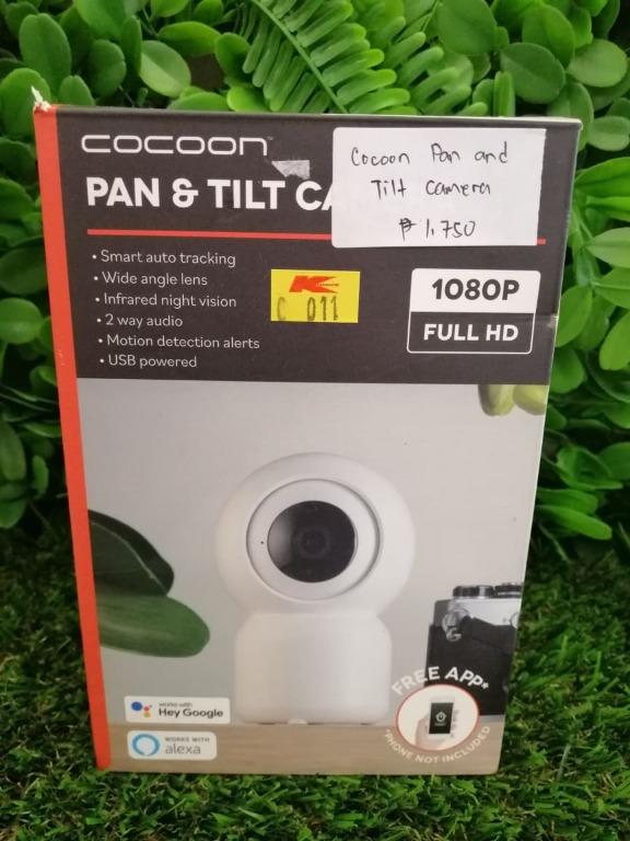 Cocoon Pan and Tilt Camera (Category: Security Systems & CCTV Cameras) located in San Pedro. Submitted by affordable_surplus.1 (Listing ID 1109581394, Image 1). Description: **Full Features** -Full Features -Smart auto tracking -Wide angle lens -Infrared night vision -2 way audio -Motion detection alerts -USB powered **Tech Specs** -Smart Auto Tracking -Pan/tilt camera rotation -1080P Full HD Resolution -Micro SD Slot (up to 128GB, card not inclu