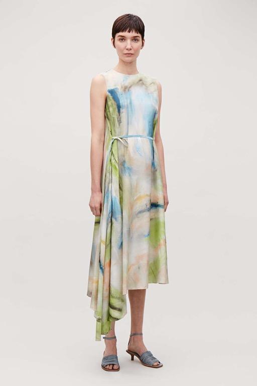 cos asymmetric silk dress with ties Cos Asymmetric Tie-Waist Silk Midi Dress In Red - 70% Off