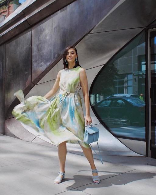 COS Asymmetric Silk Dress With Ties Multicoloured