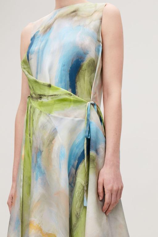 Cos asymmetric silk dress with ties shop