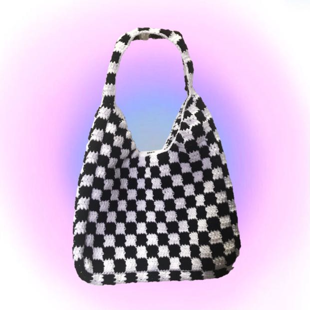 No Boundaries Fuzzy Fluffy Checkered Y2K Black White Hand Shoulder Bag Purse  NWT | eBay