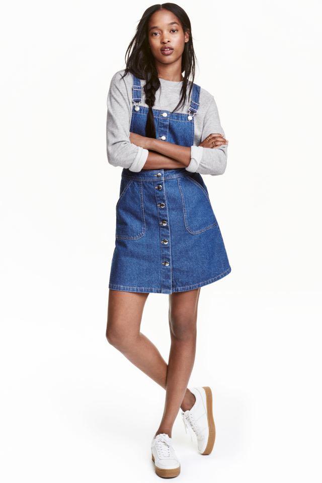 Denim dungaree dress cheap h&m