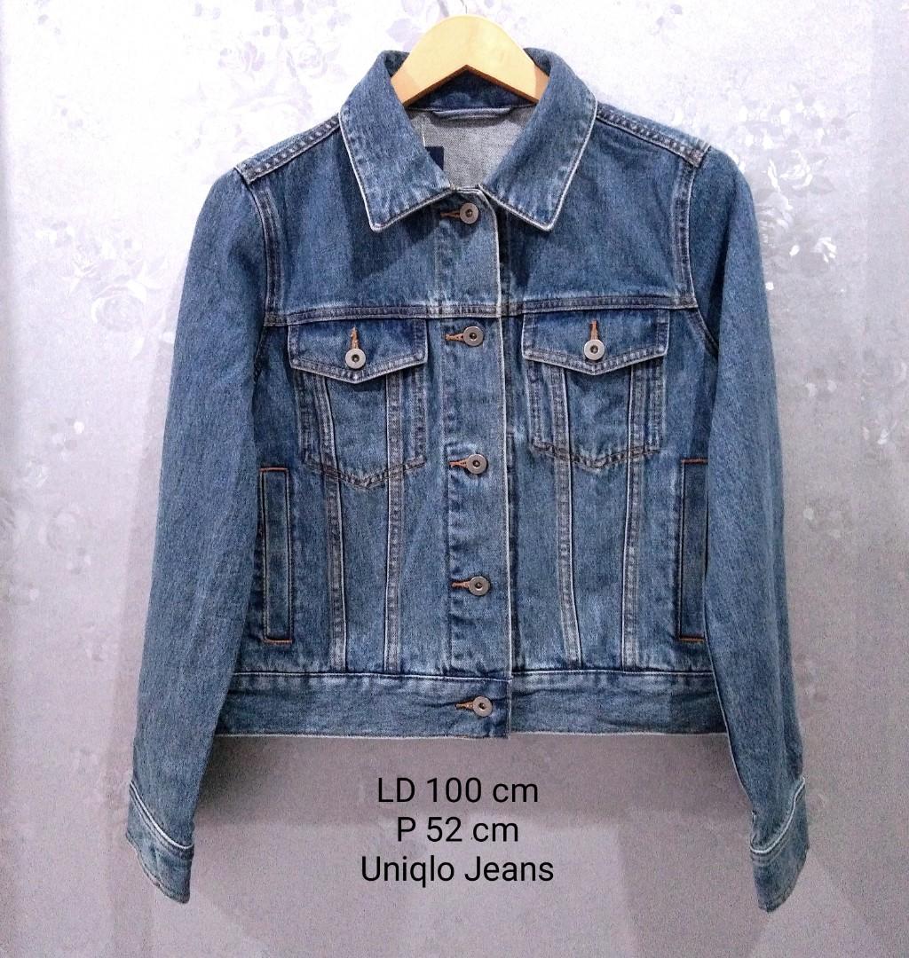 UNIQLO Jaket Jeans like new Fesyen Wanita Pakaian Wanita Baju