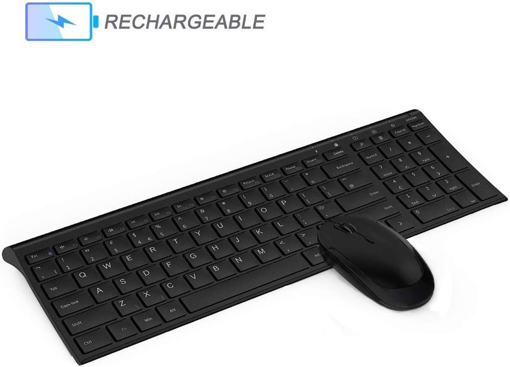Jelly Comb Wireless USB Keyboard and Mouse Combo 2.4G Wireless Rechargeable Keyboard and Mice QWERTY UK Layout with USB Receiver for PC/Laptop/Computer with Windows System Space Gray Jelly Comb Wireless USB Keyboard and Mouse Combo 2.4G Wireless Rechargeable Keyboard and Mice QWERTY UK Layout with USB Receiver for PC/Laptop/Computer with Windows System Space Gray