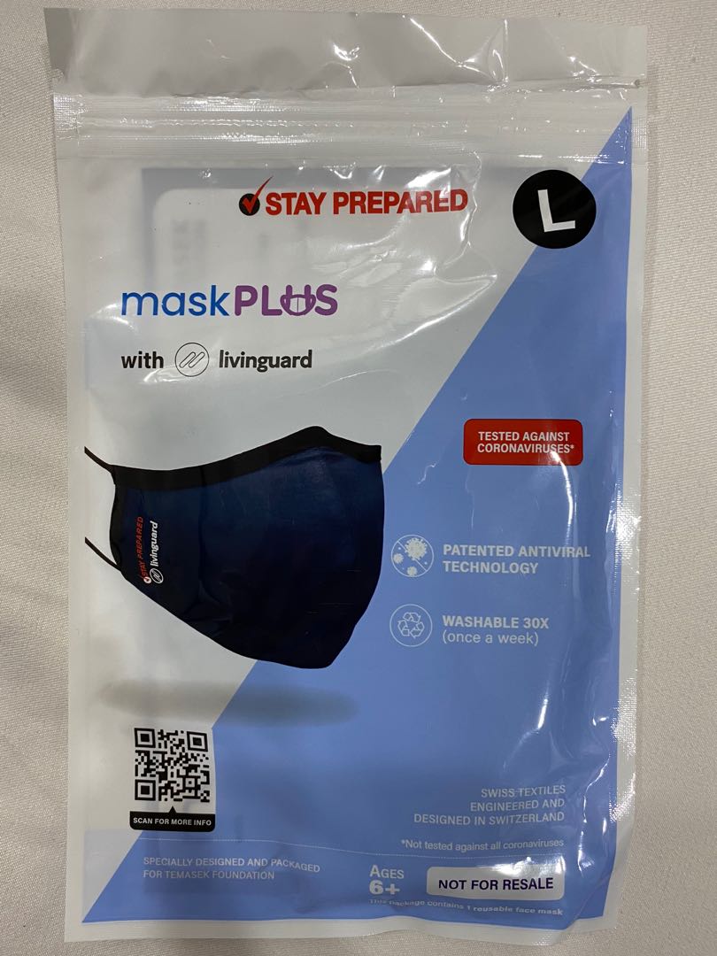 Mask Plus Face Mask by Temasek Foundation sizes L, Health & Nutrition