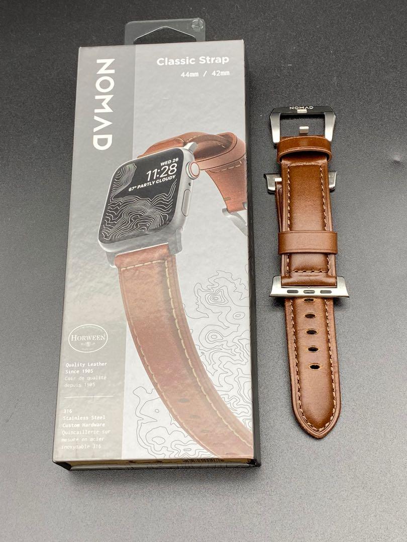 Nomad Apple Watch 44mm leather strap, 電子產品, 電話＆平板電腦裝飾- Carousell