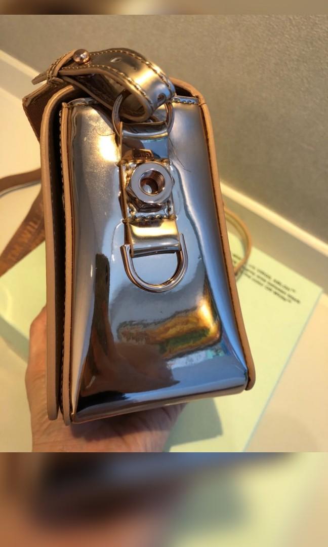 OFF WHITE Rose Gold Mirror Flap Bag