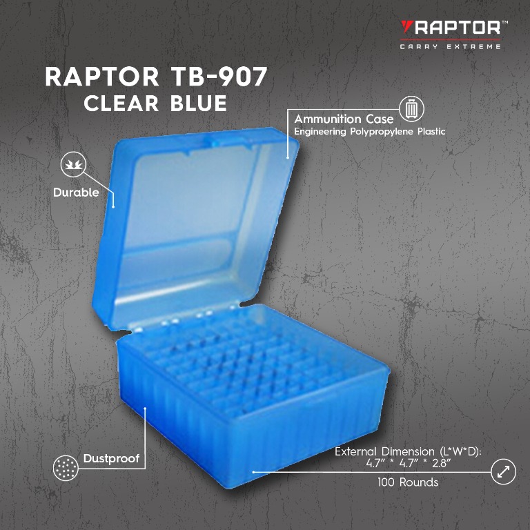 Raptor TB 907 Plastic Ammo Box Blue for 17 Fireball 17 221