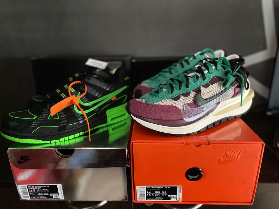 Sacai Vaporwaffle \u0026 Offwhite Rubber Dunk, Men's Fashion, Footwear, Sneakers  on Carousell