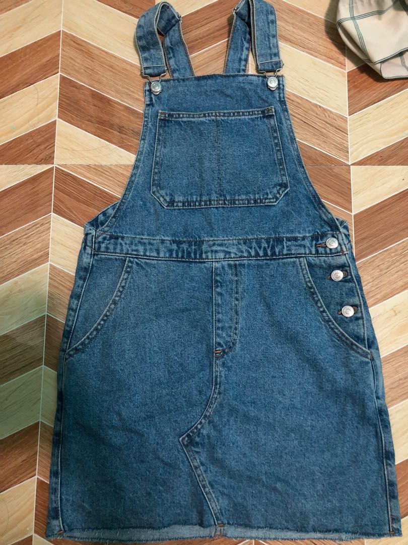 Topshop Pinafore Denim Dress, Women's 