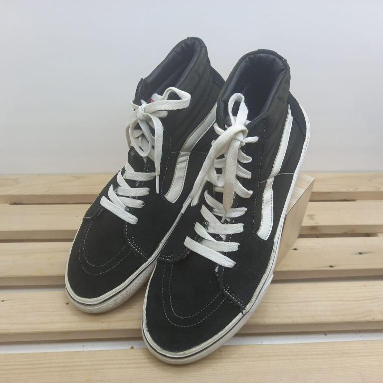 vans old skool black black high s, Fesyen Pria, Sepatu , Sneakers di  Carousell