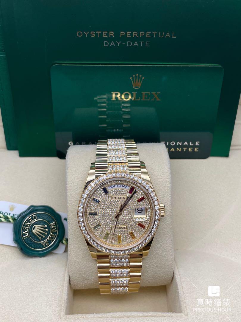 128348 DAY DATE 128348RBR Rainbow Diamond 36mm